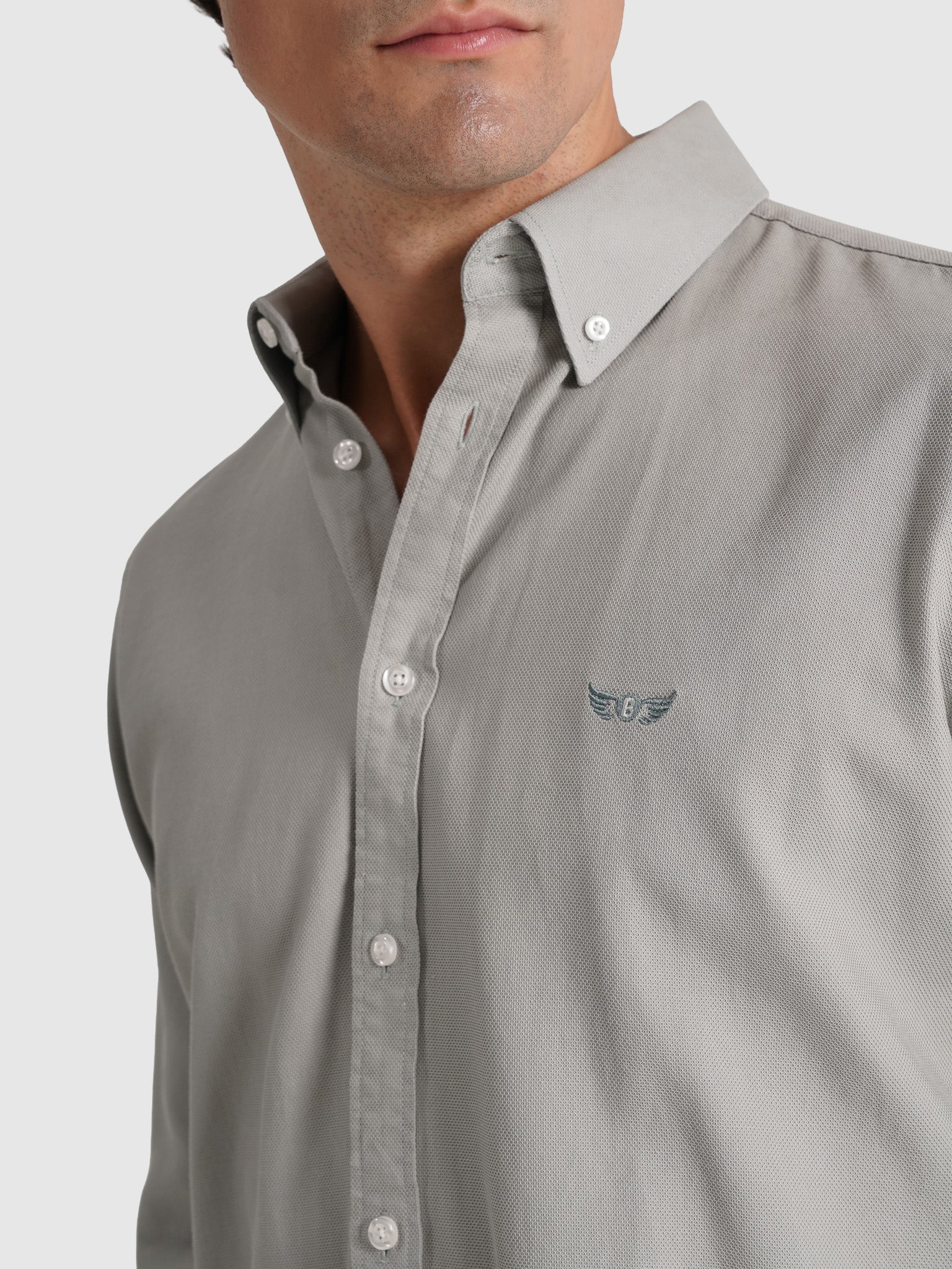 GREEN COTTON SHIRT LONG SLEEVE REGULAR FIT MR. BLUE