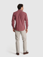 CAMISA ALGODÓN ROJA MANGA LARGA REGULAR FIT MR. AZUL