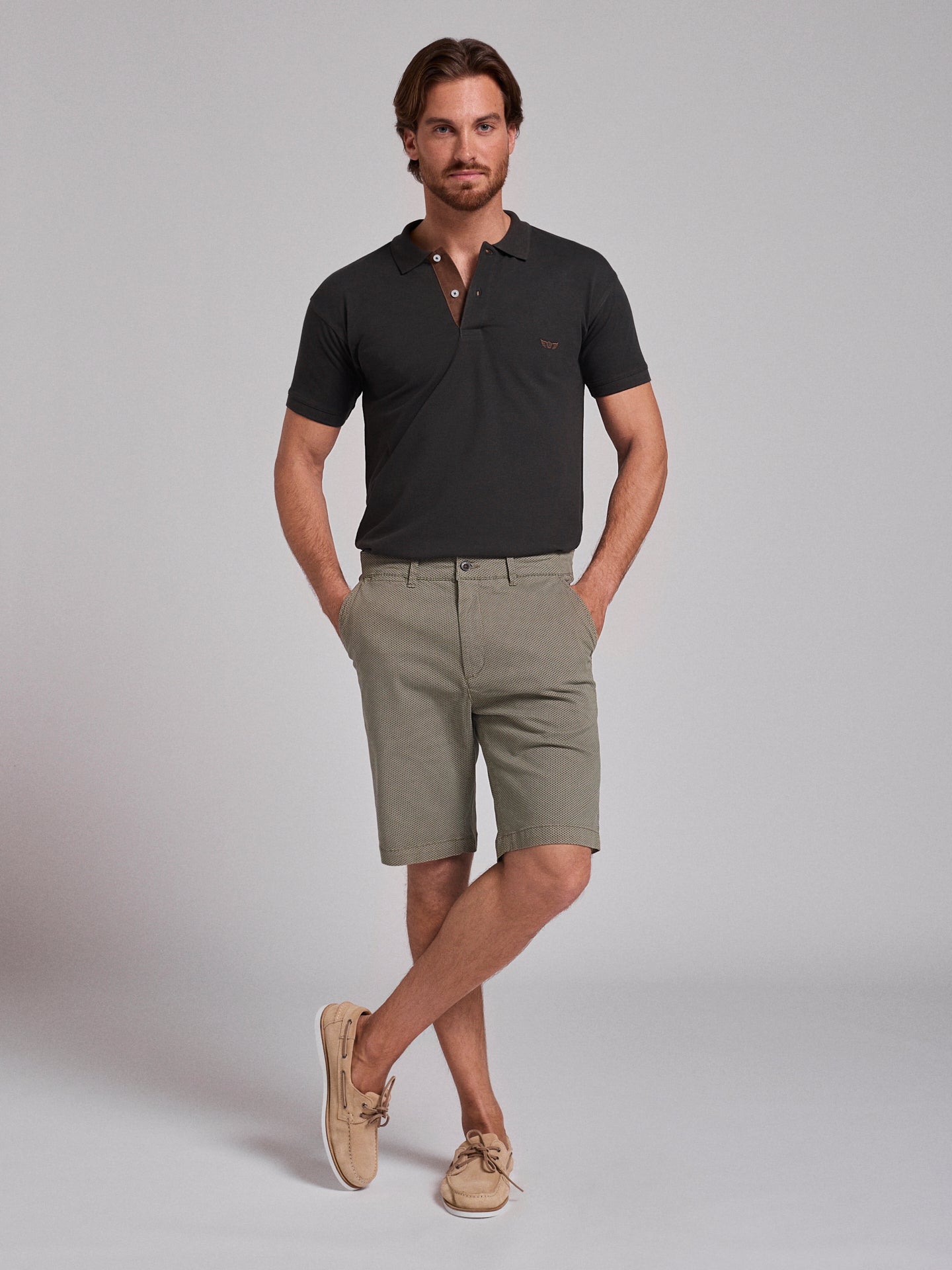 BERMUDA DE ALGODÓN VERDE REGULAR FIT MR. AZUL