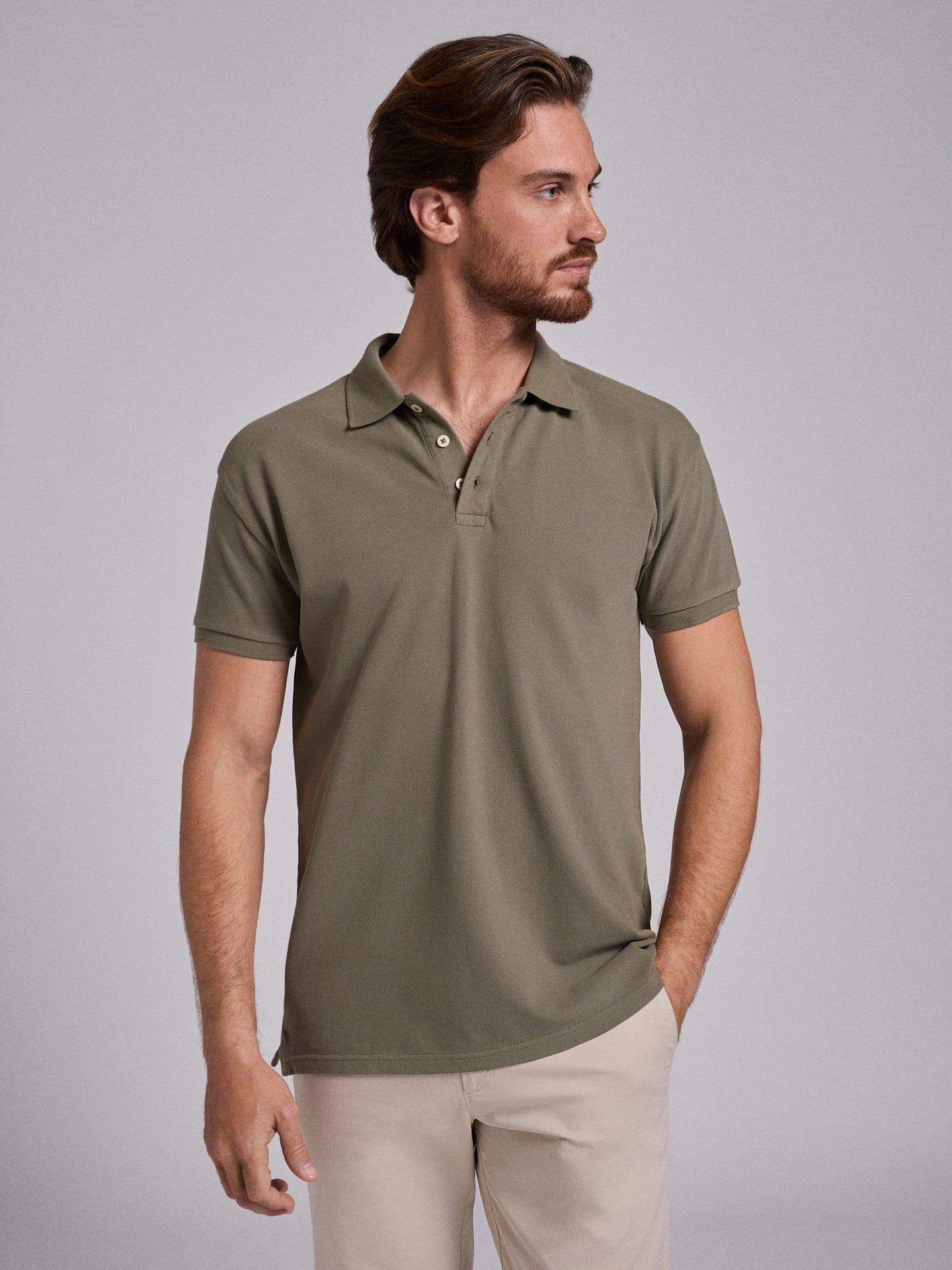 POLO DE ALGODÓN VERDE MANGA CORTA REGULAR FIT MARK BELLUCCI
