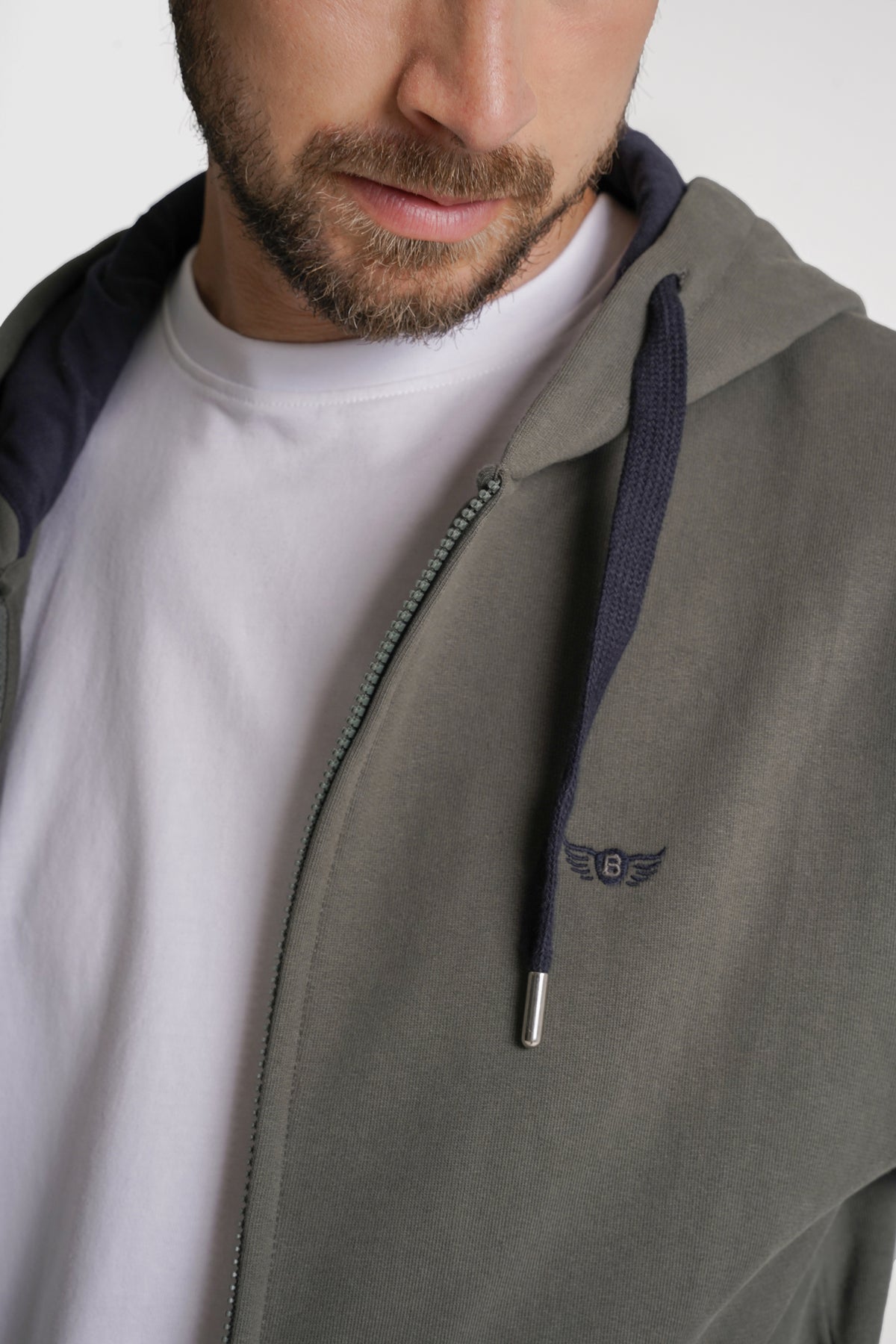 HOODIE ALGODÃO REGULAR FIT VERDE LISO MR. BLUE