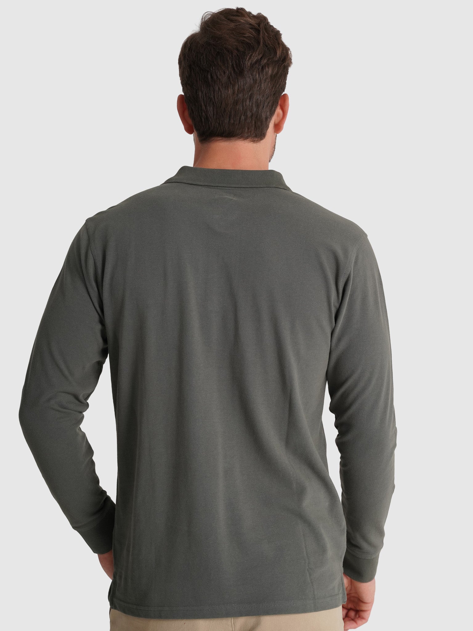 Polo Algodão Verde Manga Comprida Regular Fit Mr. Blue