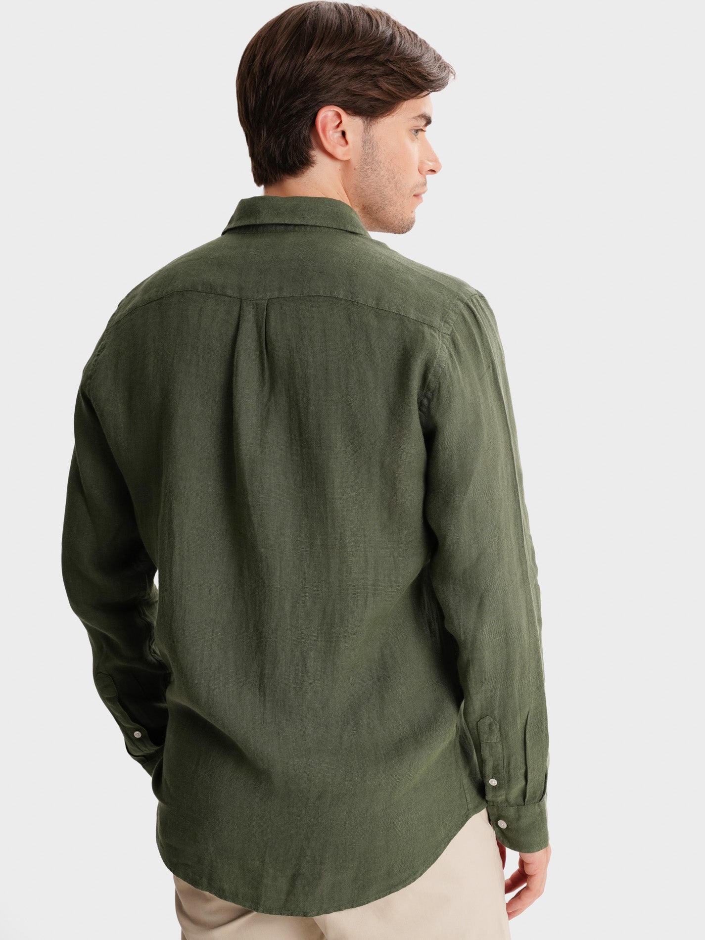 CAMISA LINO VERDE MANGA LARGA SASTRERÍA MARK BELLUCCI