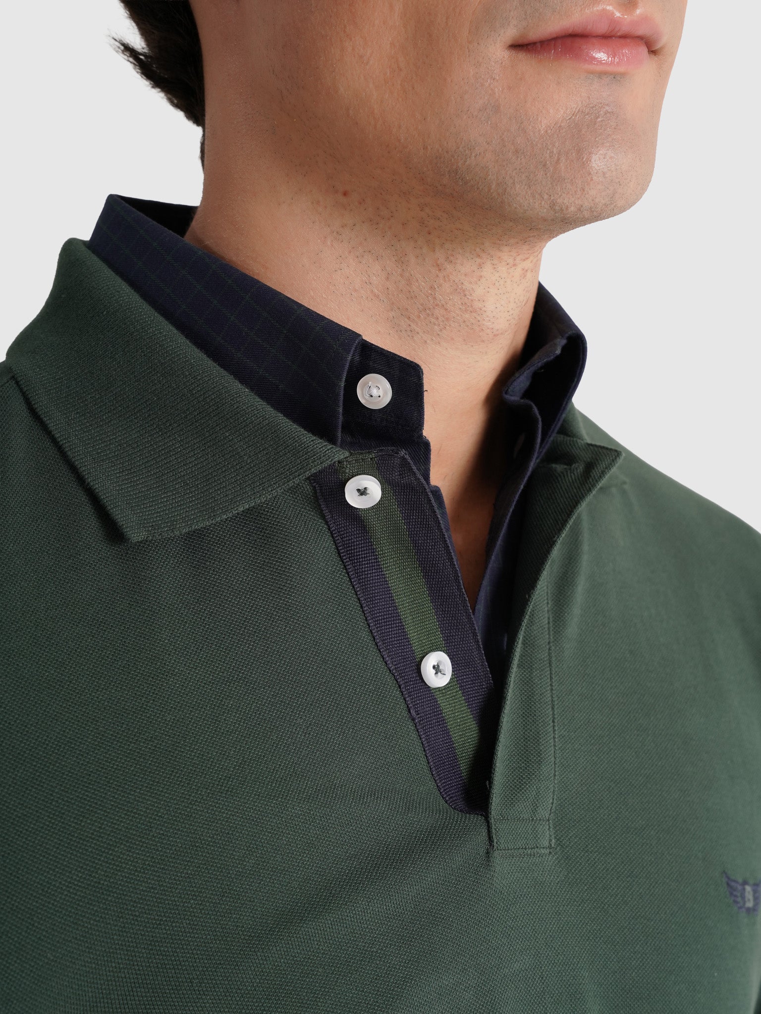 Polo Algodão Verde Manga Comprida Regular Fit Mr. Blue