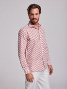 Camisa Linho Rosa Manga Comprida Regular Fit Mr. Blue