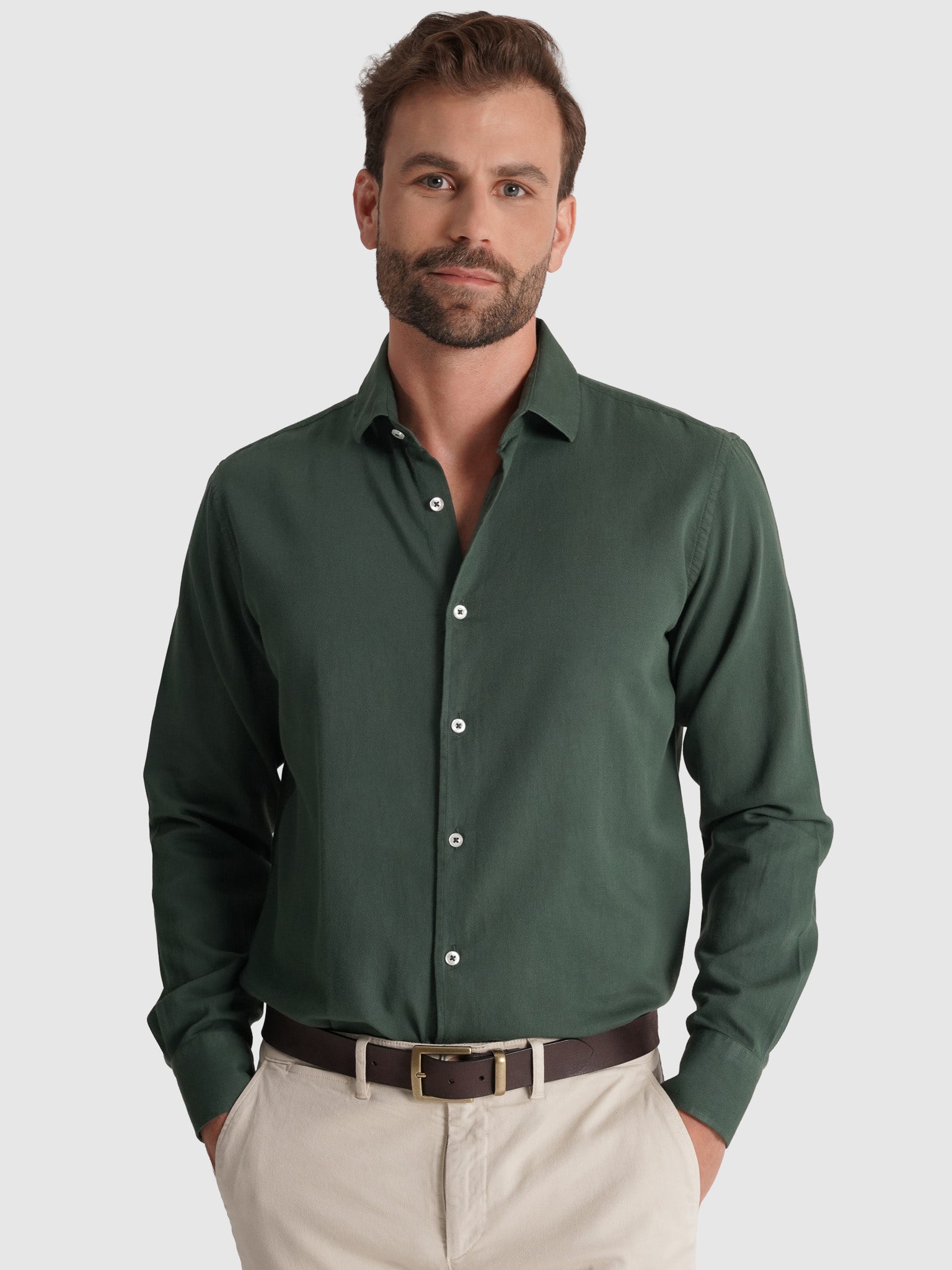 CAMISA ALGODÃO VERDE MANGA COMPRIDA REGULAR FIT MARK BELLUCCI