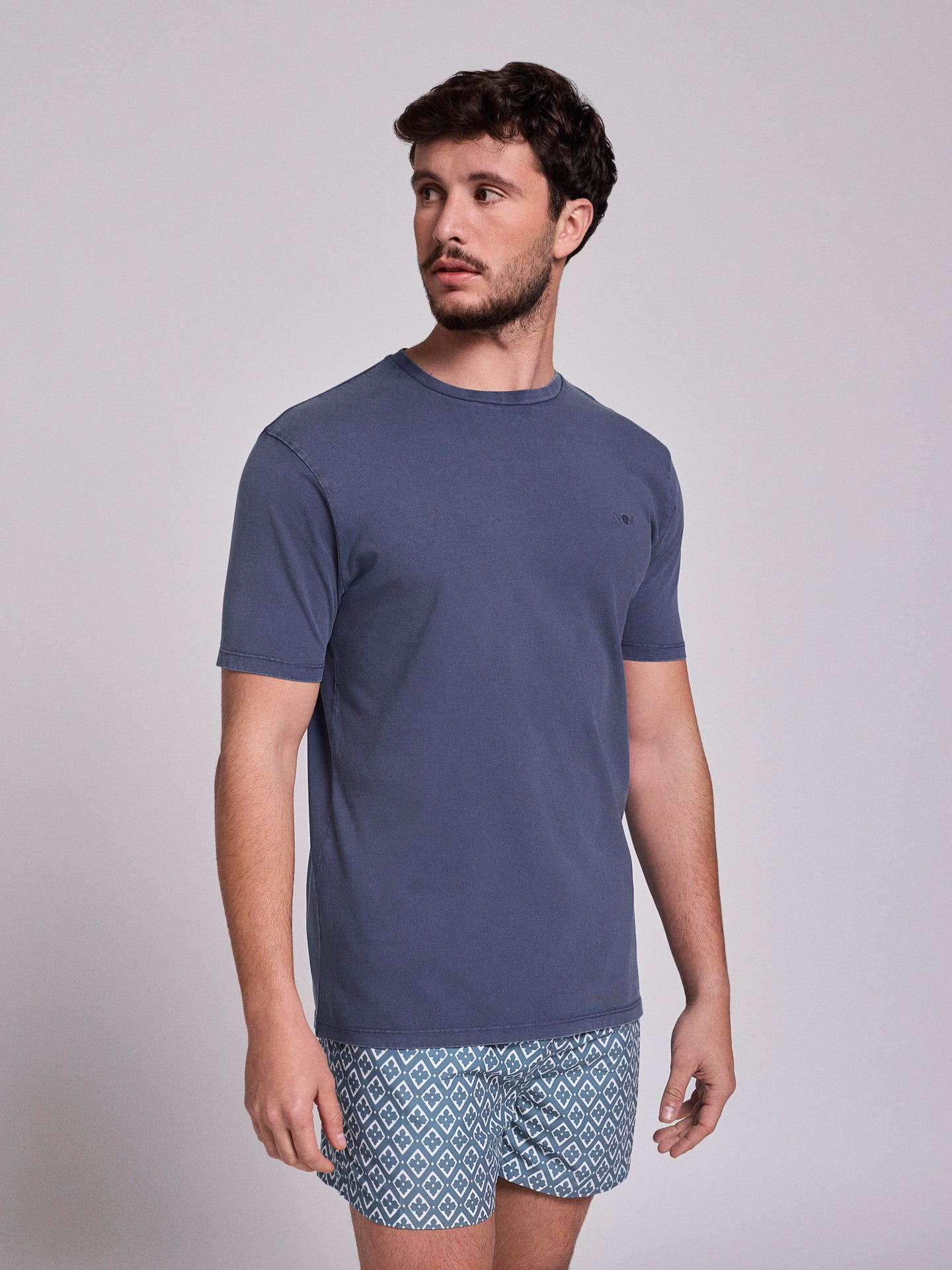 CAMISETA ALGODÓN AZUL MANGA CORTA REGULAR FIT MR. AZUL