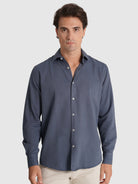 BLUE COTTON SHIRT LONG SLEEVE REGULAR FIT MARK BELLUCCI