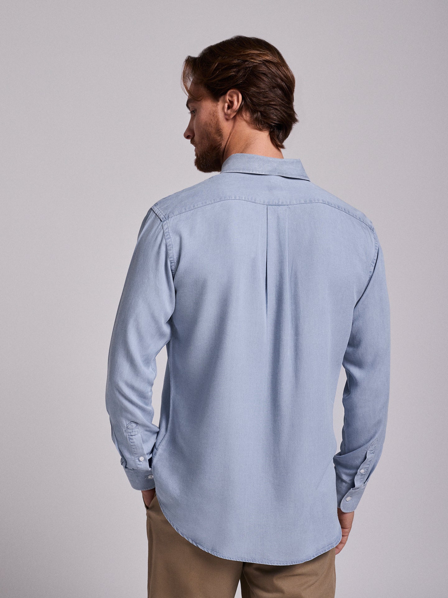 Camisa Algodão Azul Manga Comprida Regular Fit Mr. Blue