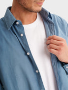 CAMISA BOMBAZINE AZUL TAILORED FIT MR. BLUE