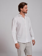 Camisa Linho Branca Manga Comprida Slim Fit Mr. Blue