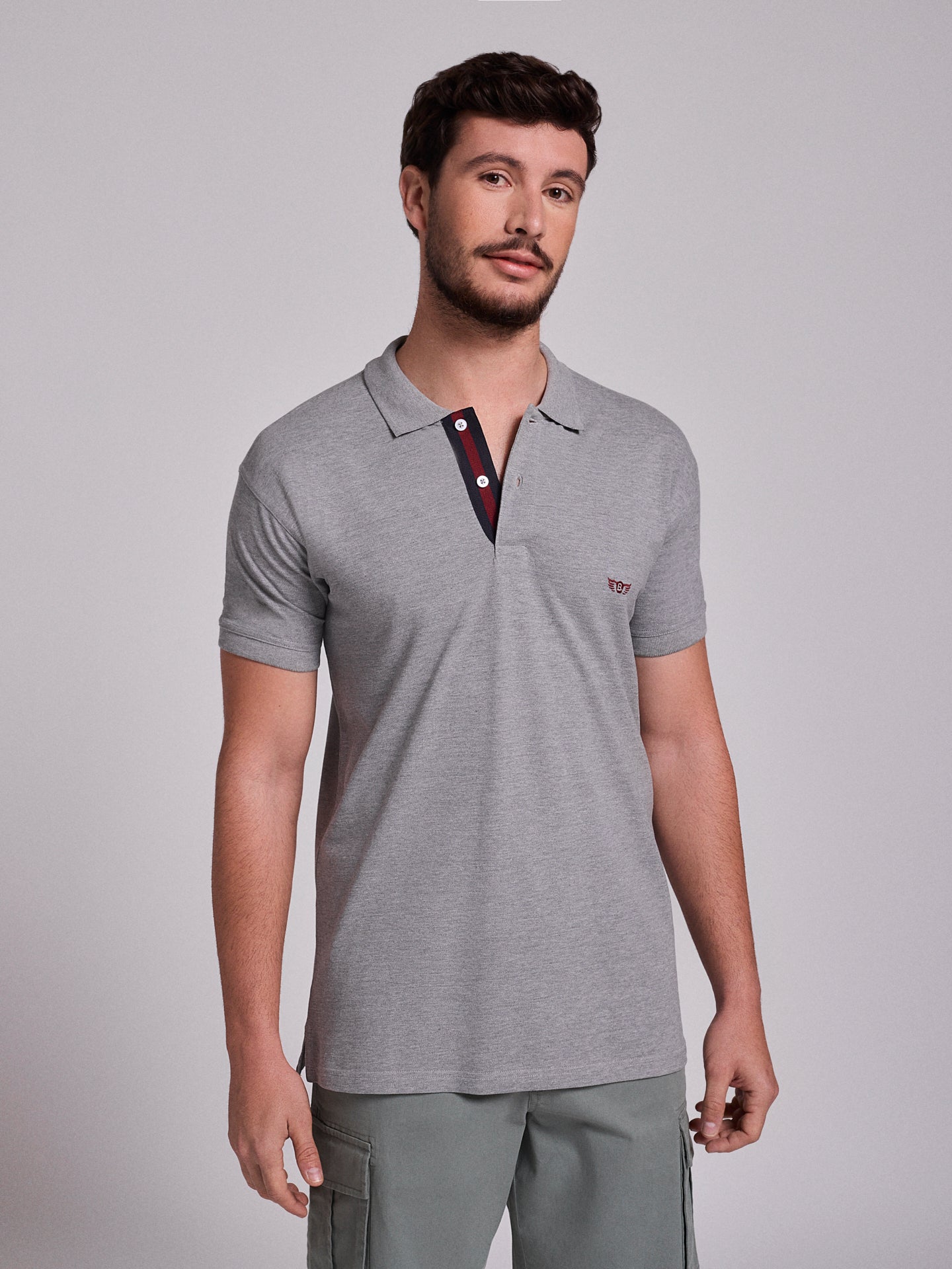 POLO GRIS MANGA CORTA REGULAR FIT MR. AZUL