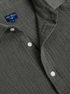 CAMISA ALGODÓN VERDE MANGA CORTA REGULAR FIT MR. AZUL