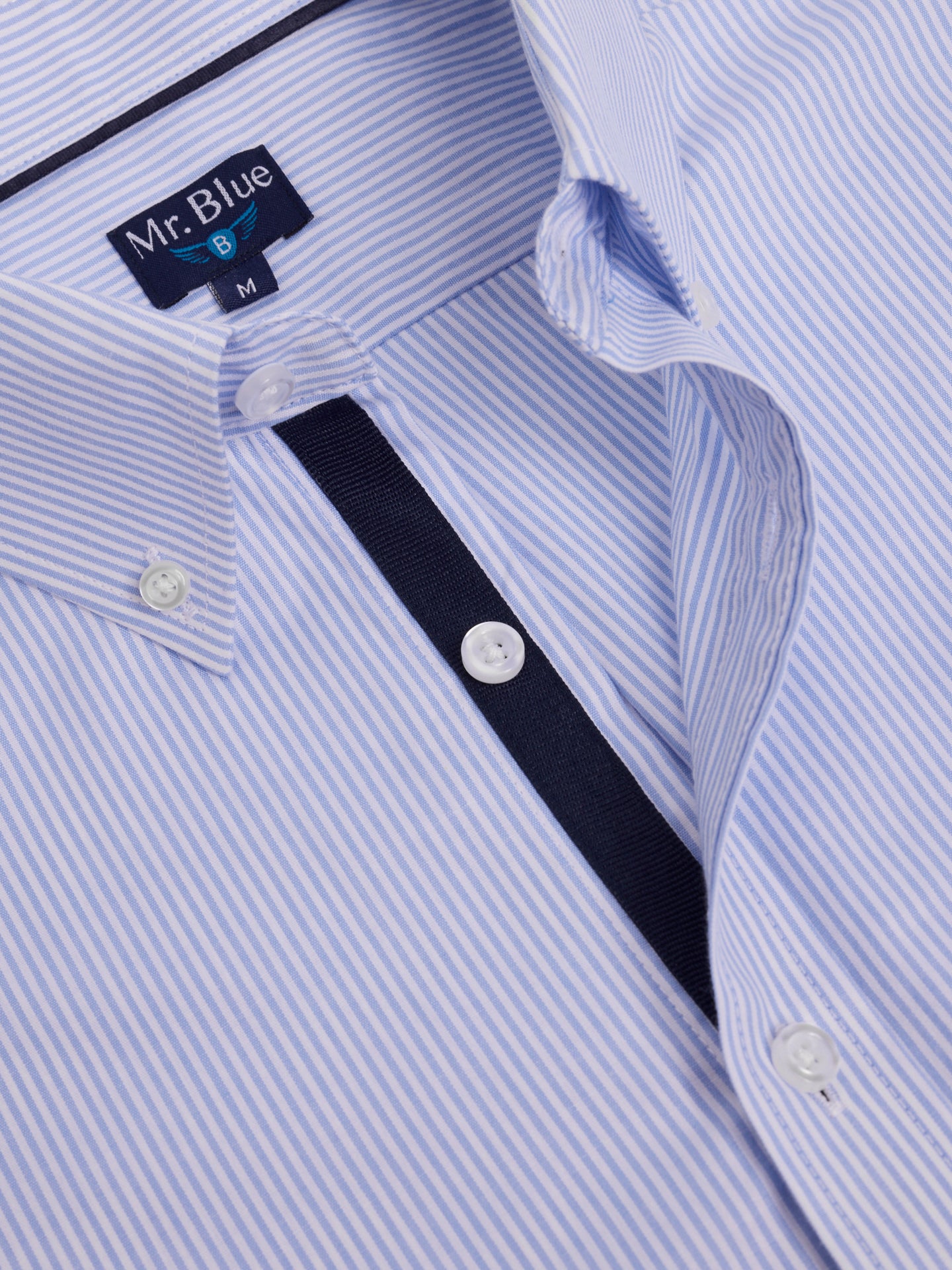 CAMISA ALGODÓN AZUL MANGA LARGA REGULAR FIT MR. AZUL