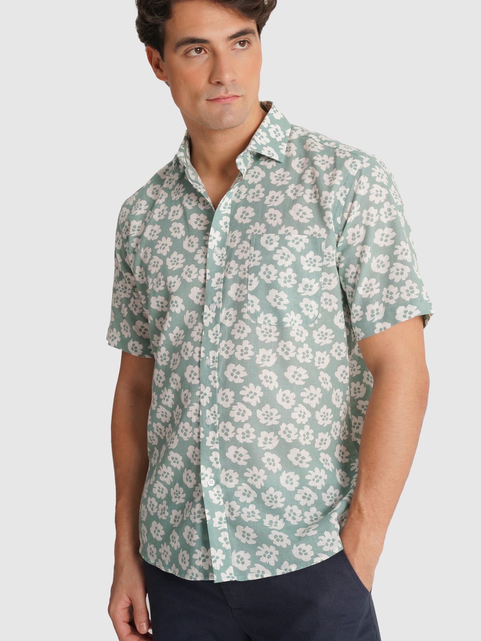 CAMISA VERDE MANGA CORTA REGULAR FIT MR. AZUL