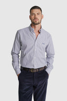 CAMISA ALGODÃO REGULAR FIT AZUL RISCAS MR. BLUE