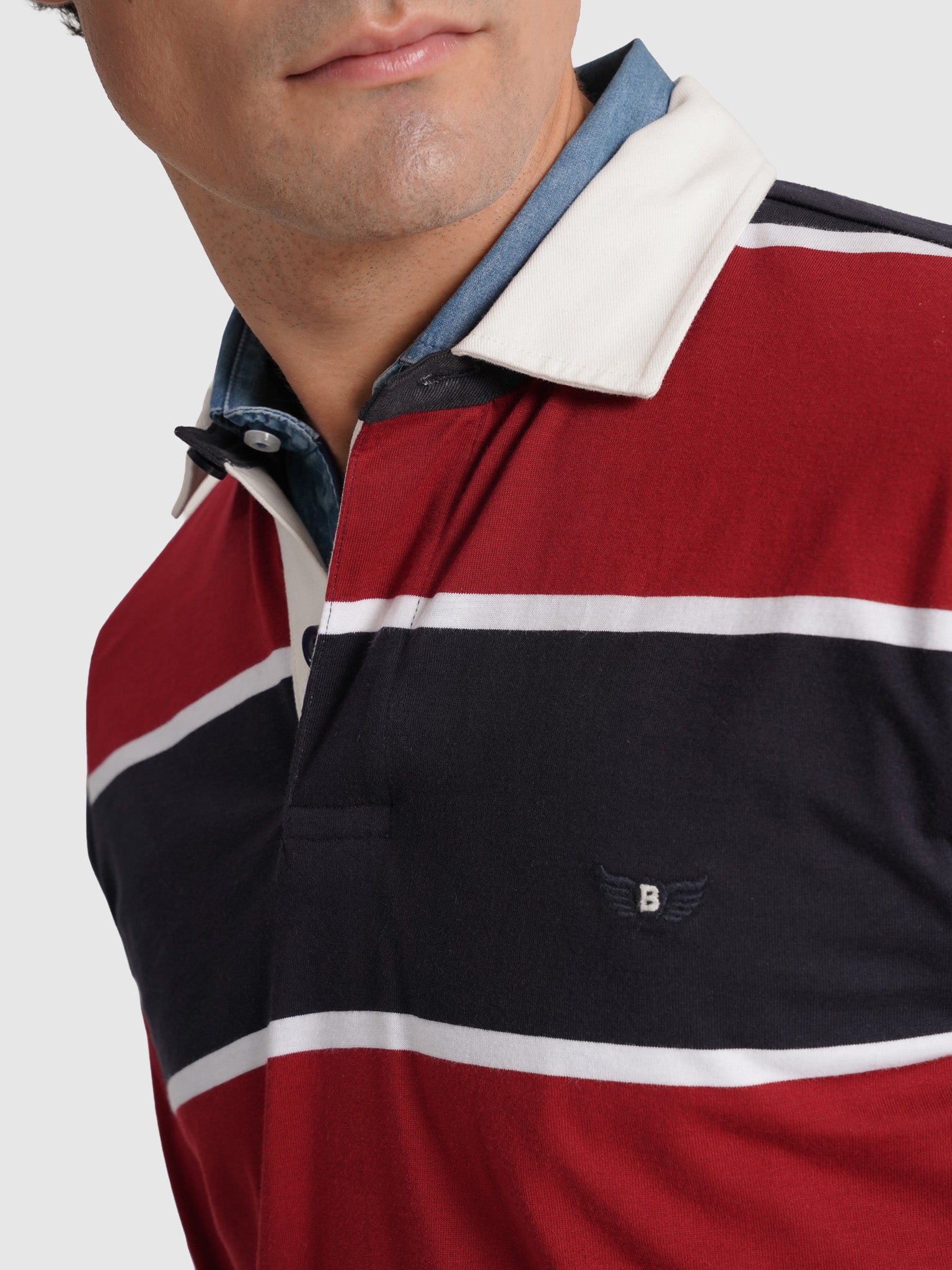 Rugbie Algodão Azul Manga Comprida Regular Fit Mr. Blue