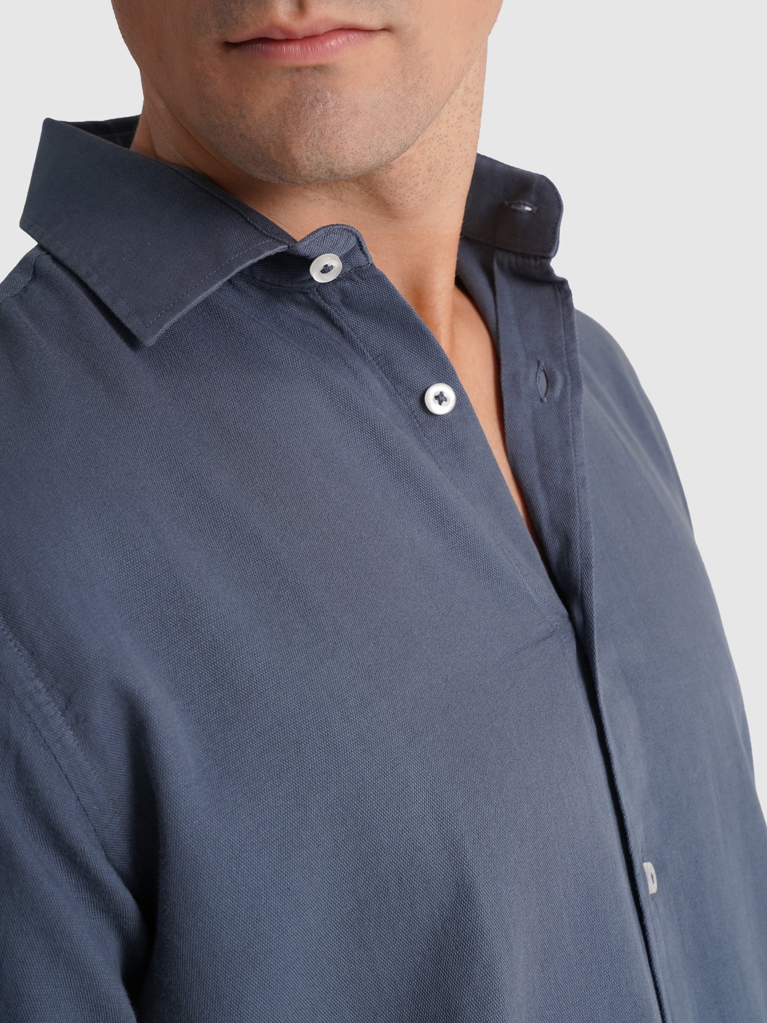 CAMISA ALGODÃO AZUL MANGA COMPRIDA REGULAR FIT MARK BELLUCCI