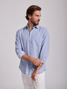 Camisa Linho Azul Manga Comprida Regular Fit Mr. Blue
