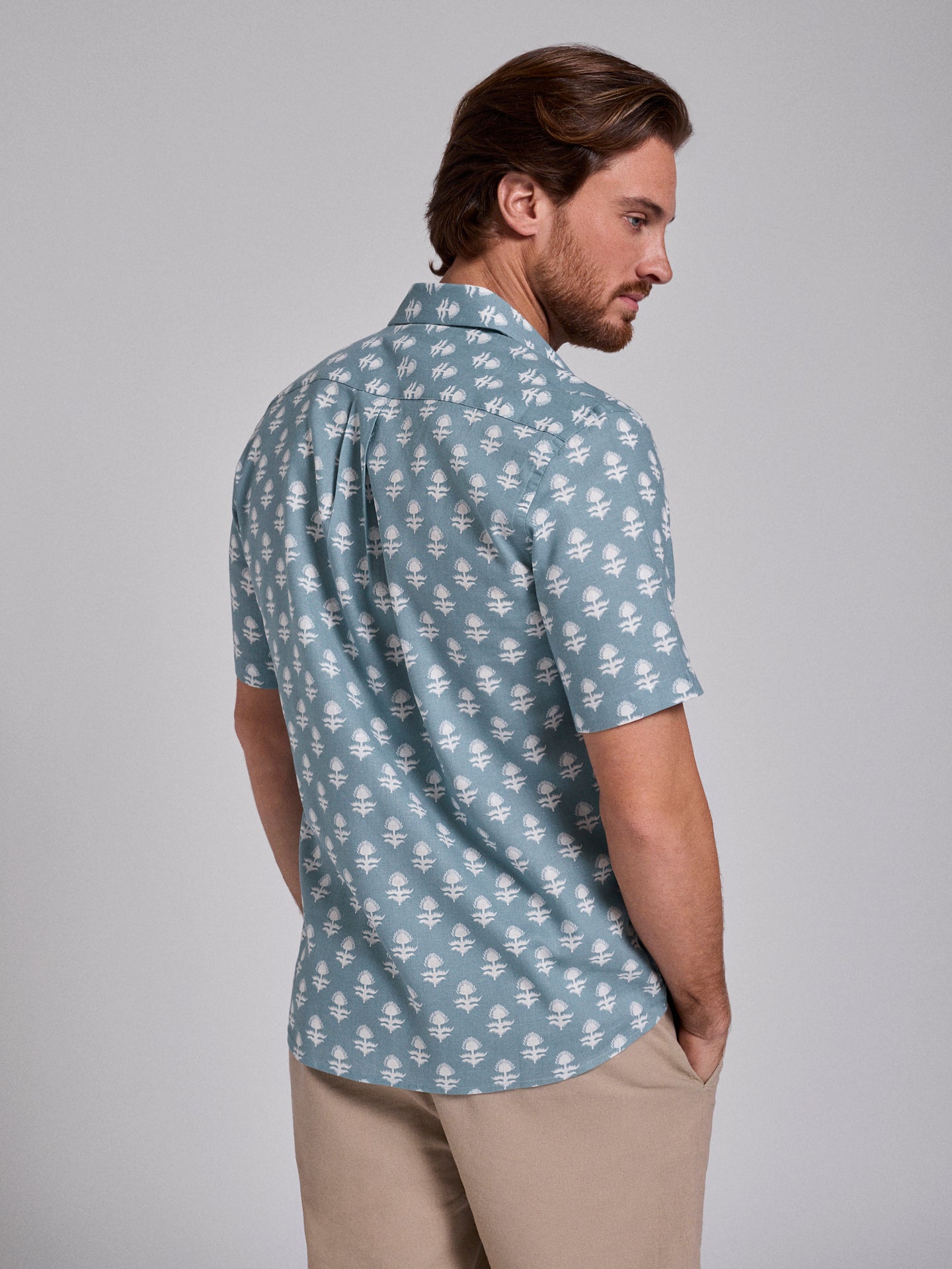Camisa Linho Verde Manga Curta Regular Fit Mr. Blue