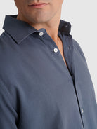 Camisa Algodão Azul Manga Comprida Regular Fit Mr. Blue