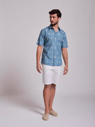 Camisa Algodão Azul Manga Curta Regular Fit Mr. Blue