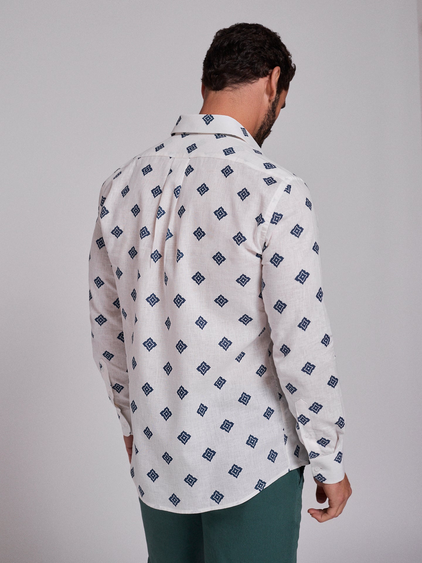 Camisa Linho Azul Manga Comprida Regular Fit Mr. Blue