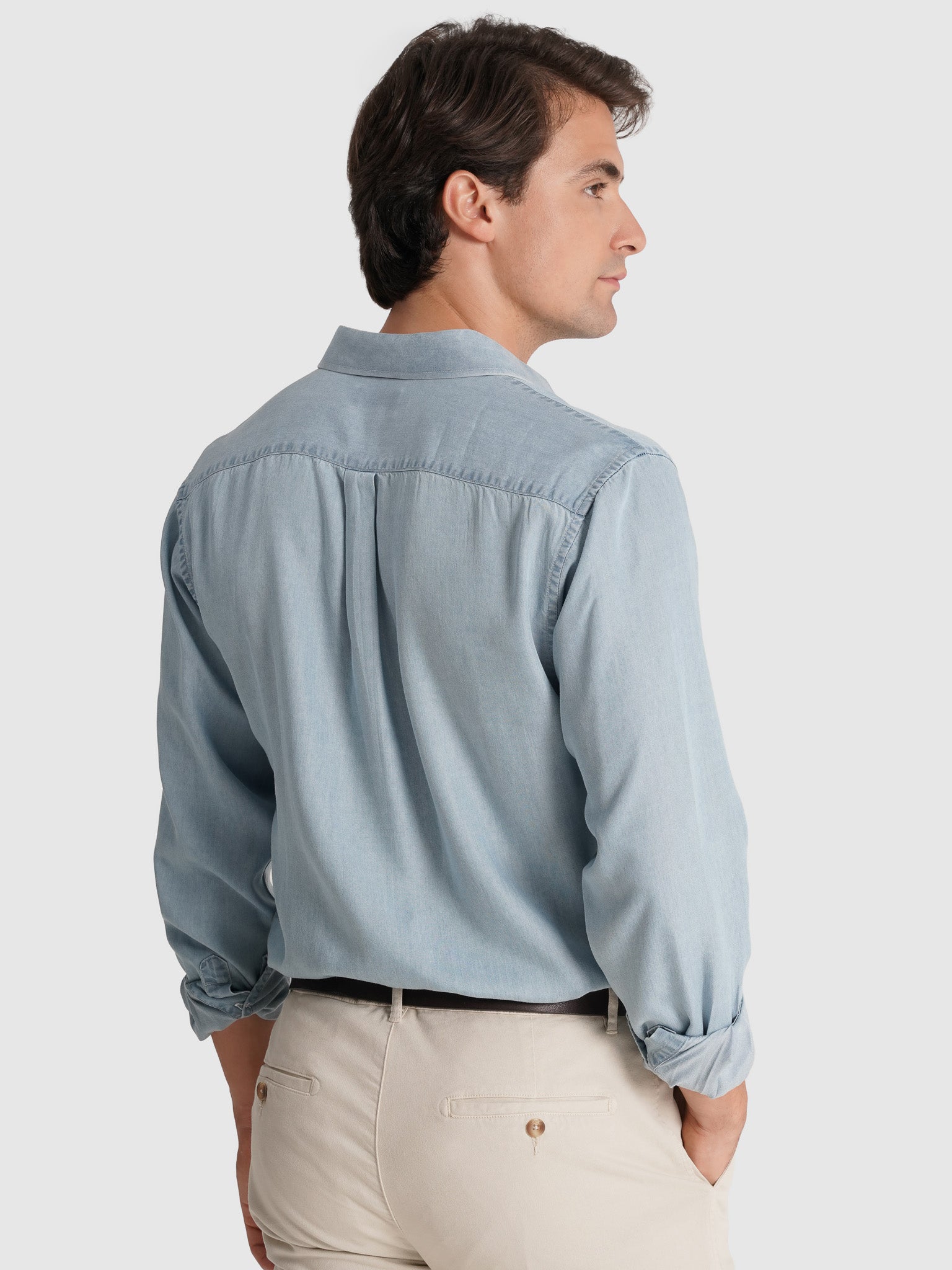 CAMISA ALGODÃO AZUL MANGA COMPRIDA TAILORED FIT MARK BELLUCCI