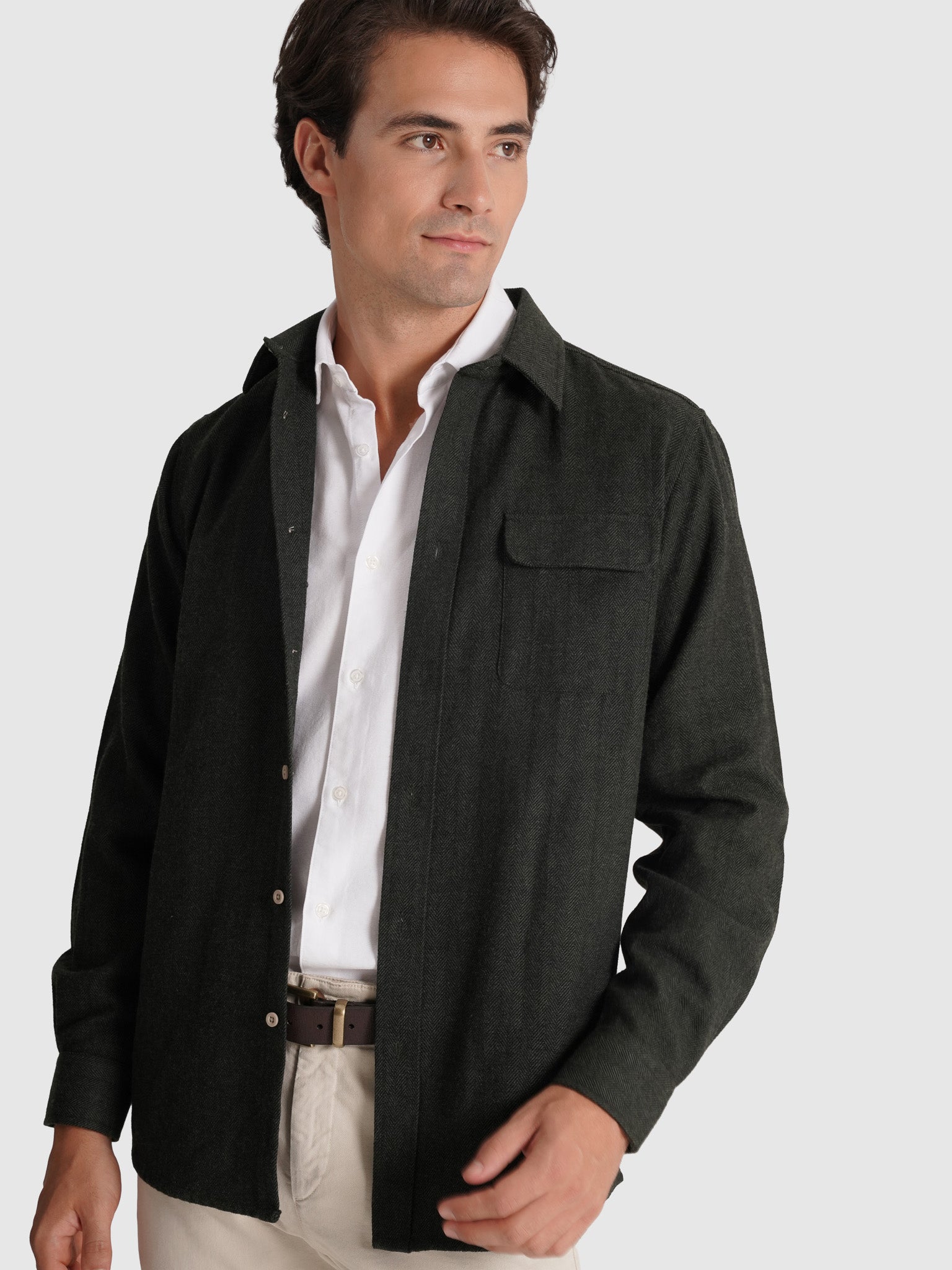 SOBRECAMISA LÃ VERDE MANGA COMPRIDA REGULAR FIT MARK BELLUCCI