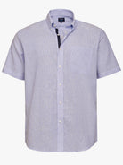 Camisa Linho Azul Manga Curta Regular Fit Mr. Blue