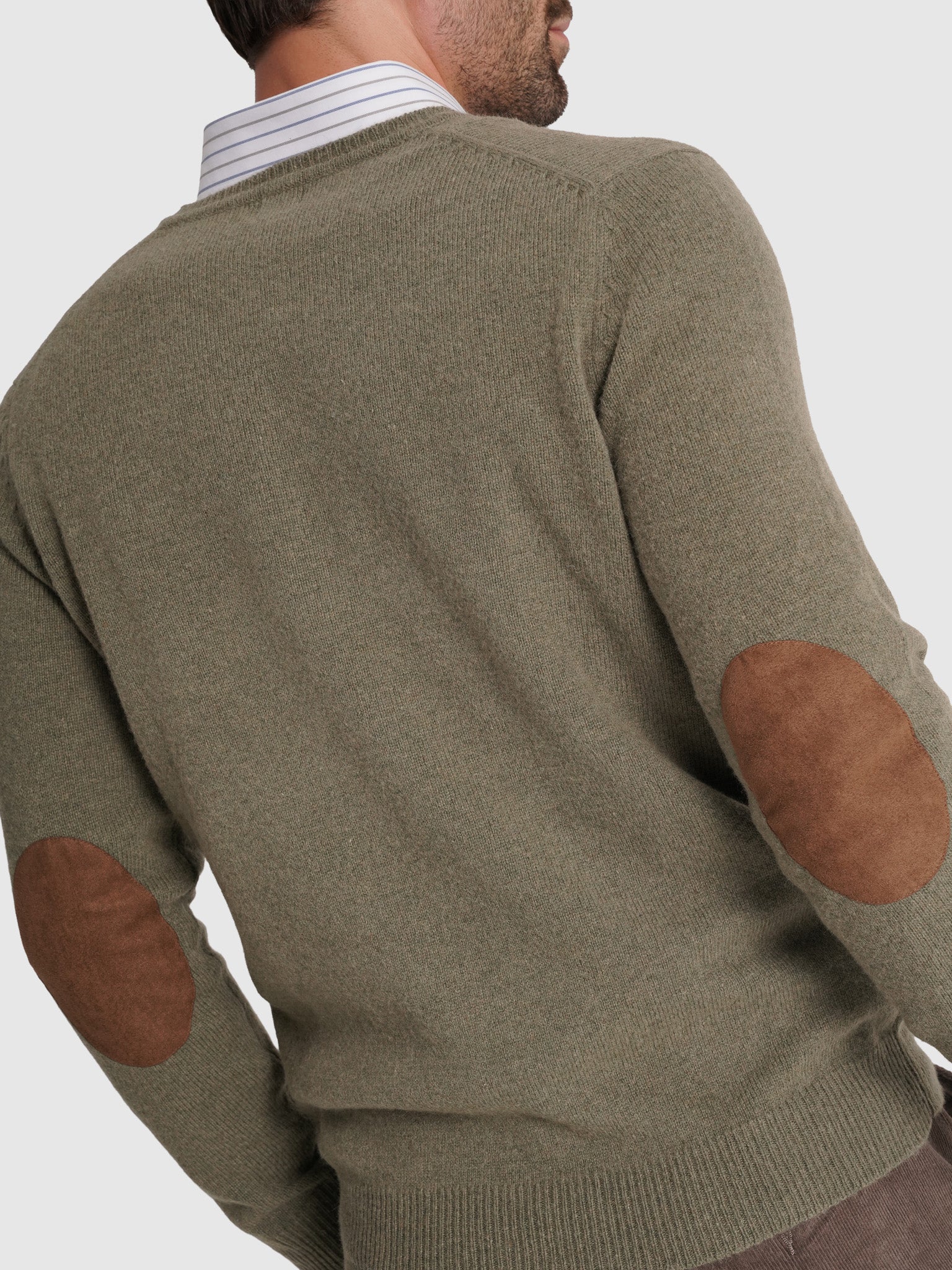 Pullover Lã Verde Com Cotoveleira Regular Fit Mr. Blue