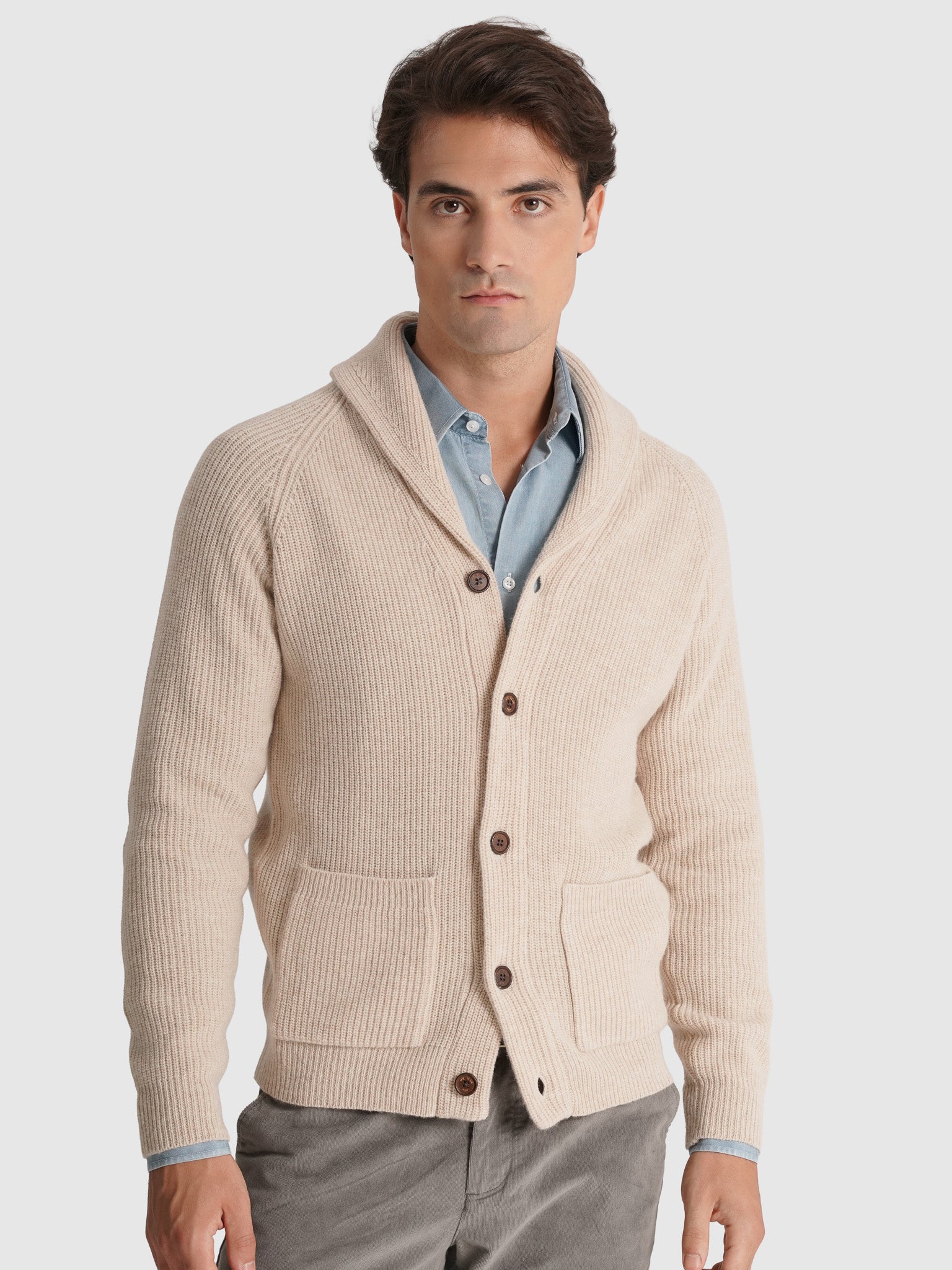 Pullover Lã Bege Manga Comprida Regular Fit Mr. Blue