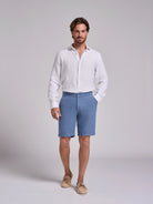 Bermuda Linho Azuis Regular Fit Mr. Blue