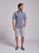 Camisa Algodão Azul Manga Curta Regular Fit Mr. Blue