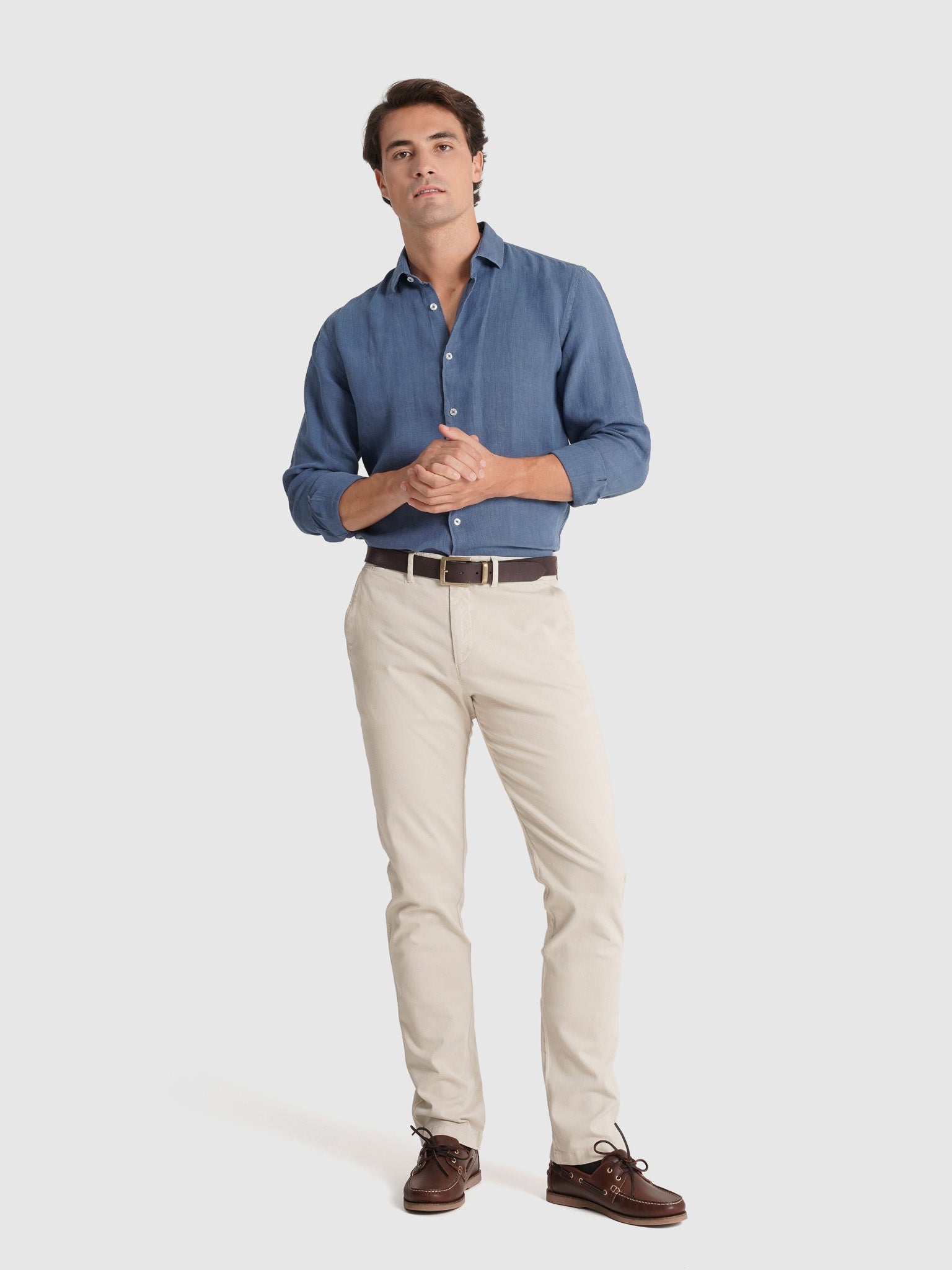 CALÇAS BEGES REGULAR FIT MARK BELLUCCI