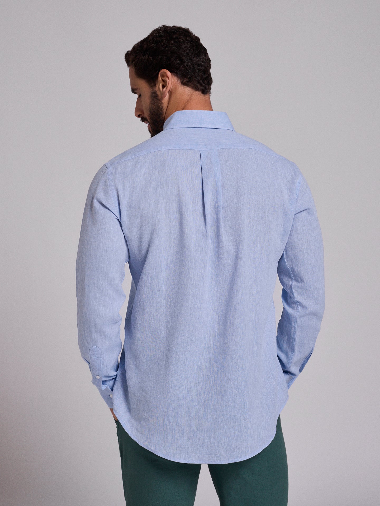 CAMISA LINHO AZUL MANGA COMPRIDA REGULAR FIT MR. BLUE