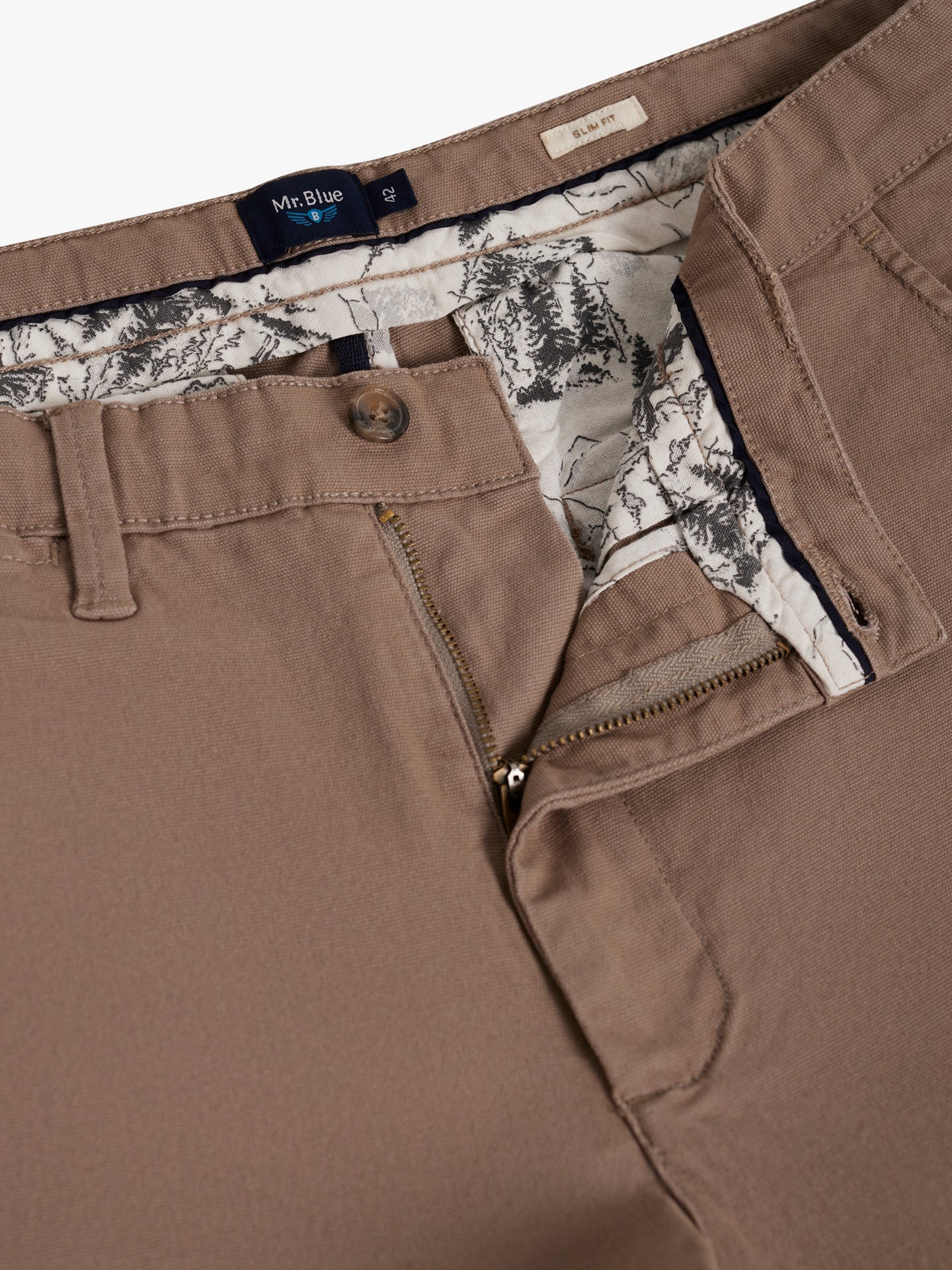 PANTALÓN ESTRUCTURA SLIM FIT BEIGE MR. AZUL