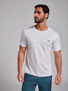 CAMISETA DE ALGODÓN BLANCA MANGA CORTA REGULAR FIT MR. AZUL