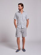 Camisa Linho Azul Manga Curta Regular Fit Mr. Blue