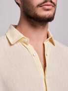 Camisa Linho Amarela Manga Comprida Tailored Fit Mr. Blue