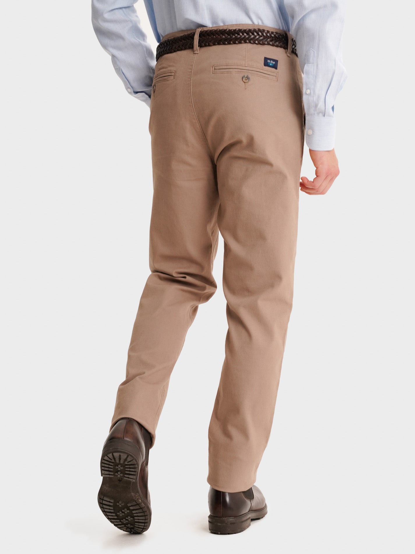 BEIGE SLIM FIT STRUCTURED TROUSERS MR. BLUE