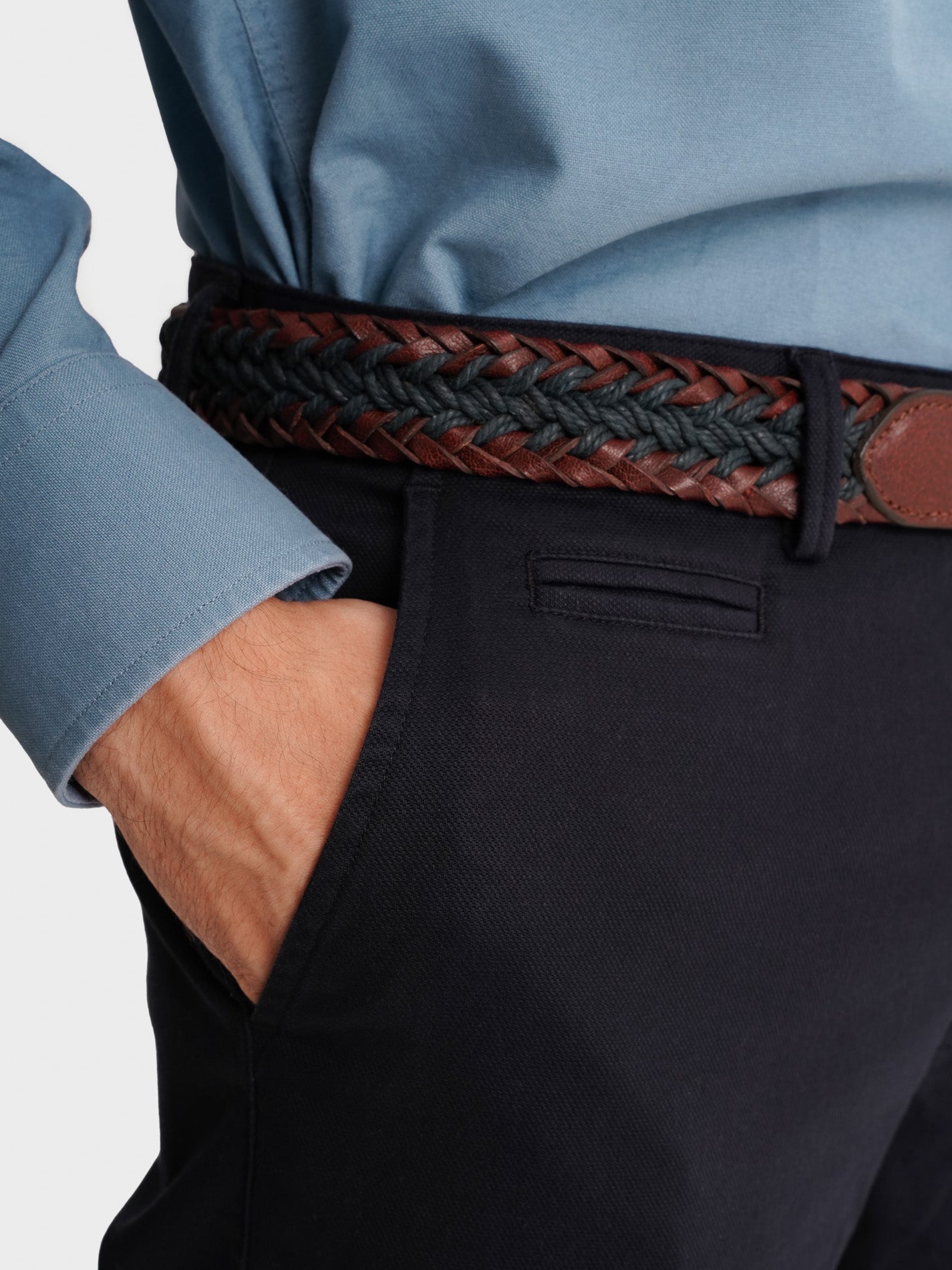 BLUE STRUCTURED TROUSERS SLIM FIT MR. BLUE