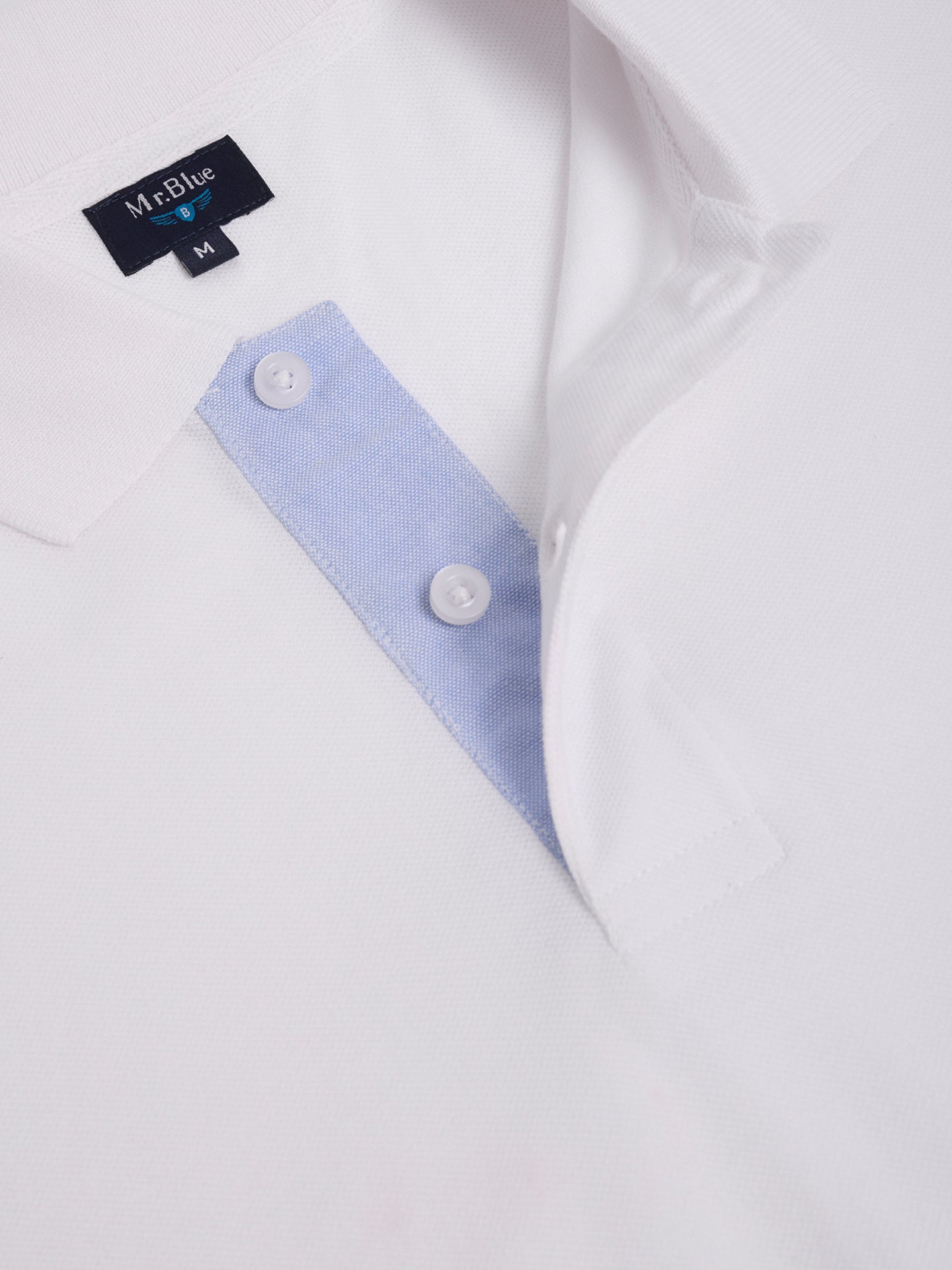 POLO BLANCO MANGA CORTA REGULAR FIT MR. AZUL