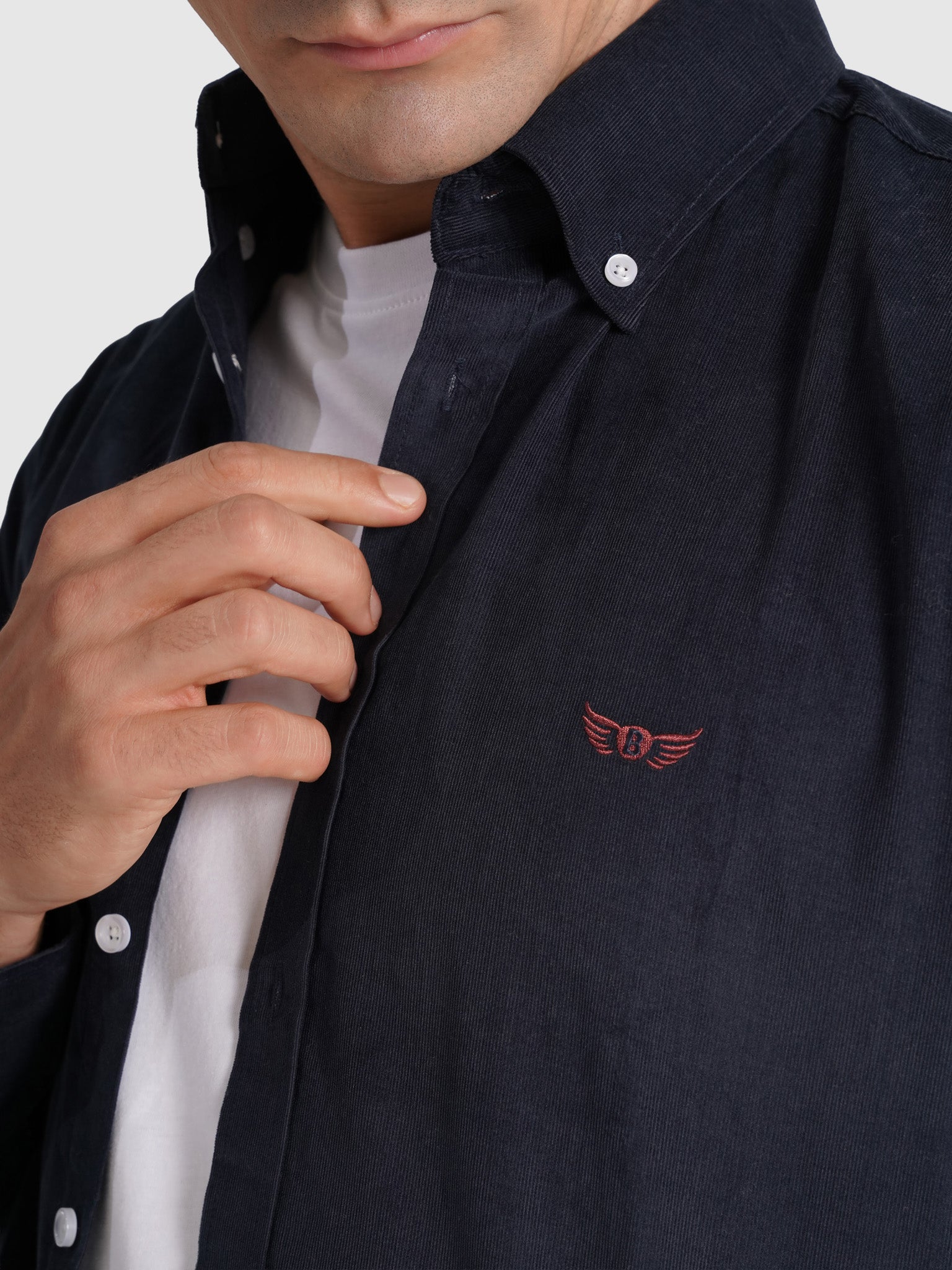 Camisa Algodão Azul Manga Comprida Regular Fit Mr. Blue