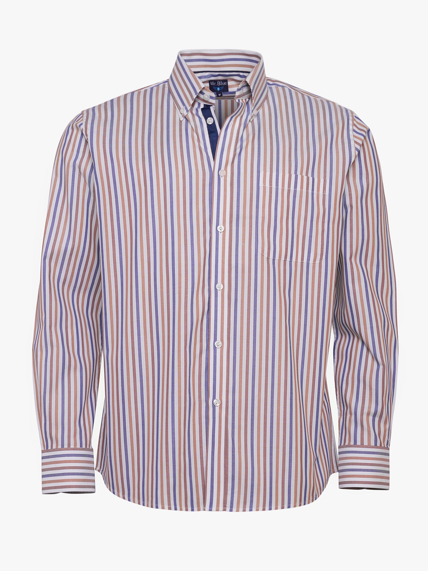 CAMISA ALGODÓN MARRÓN MANGA LARGA REGULAR FIT MR. AZUL