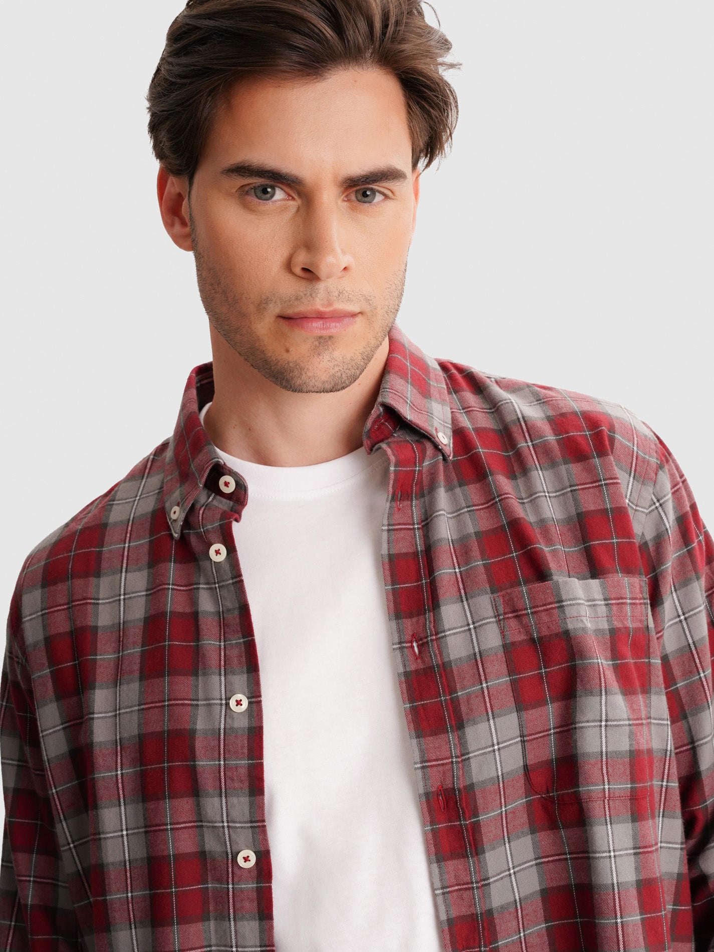 CAMISA FRANELA REGULAR ROJA CAMISA FRANELA REGULAR FIT MR. AZUL