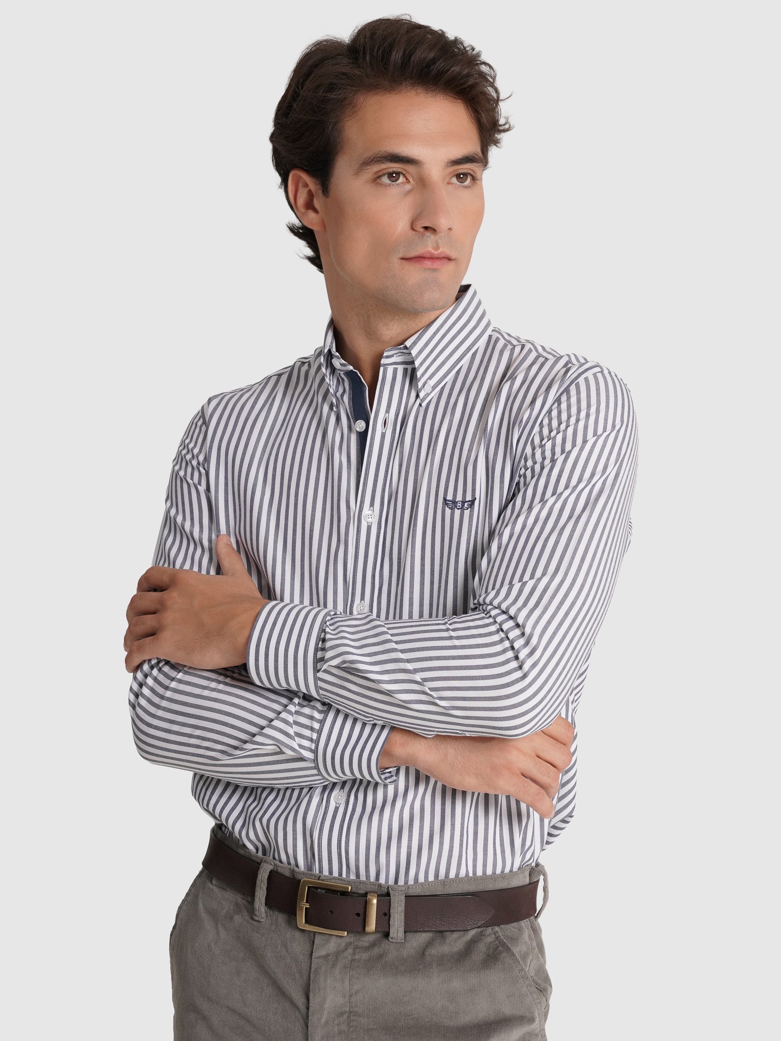 Camisa Algodão Azul Manga Comprida Regular Fit Mr. Blue