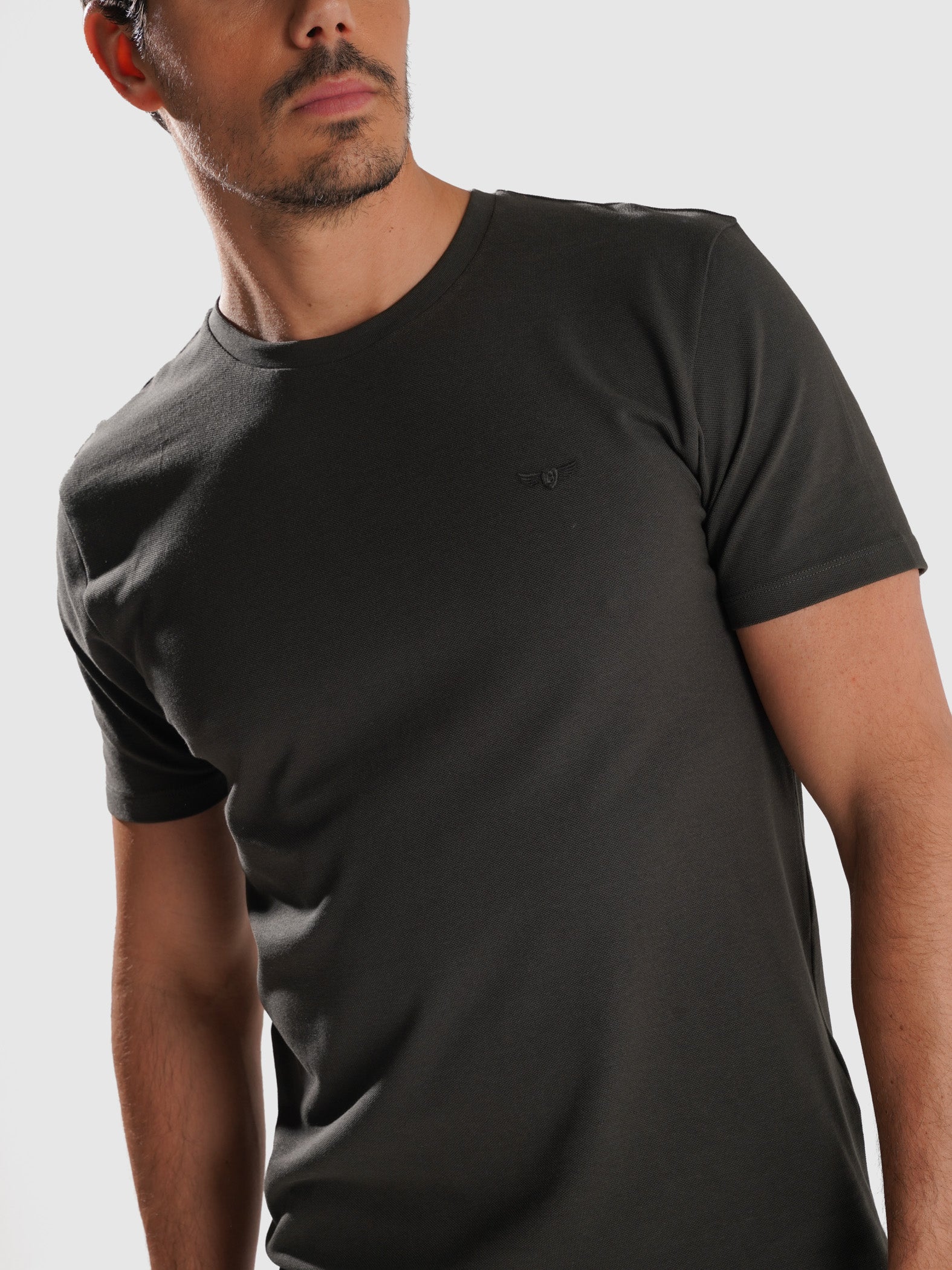 T-SHIRT PIQUET CINZENTA MANGA CURTA REGULAR FIT MR. BLUE