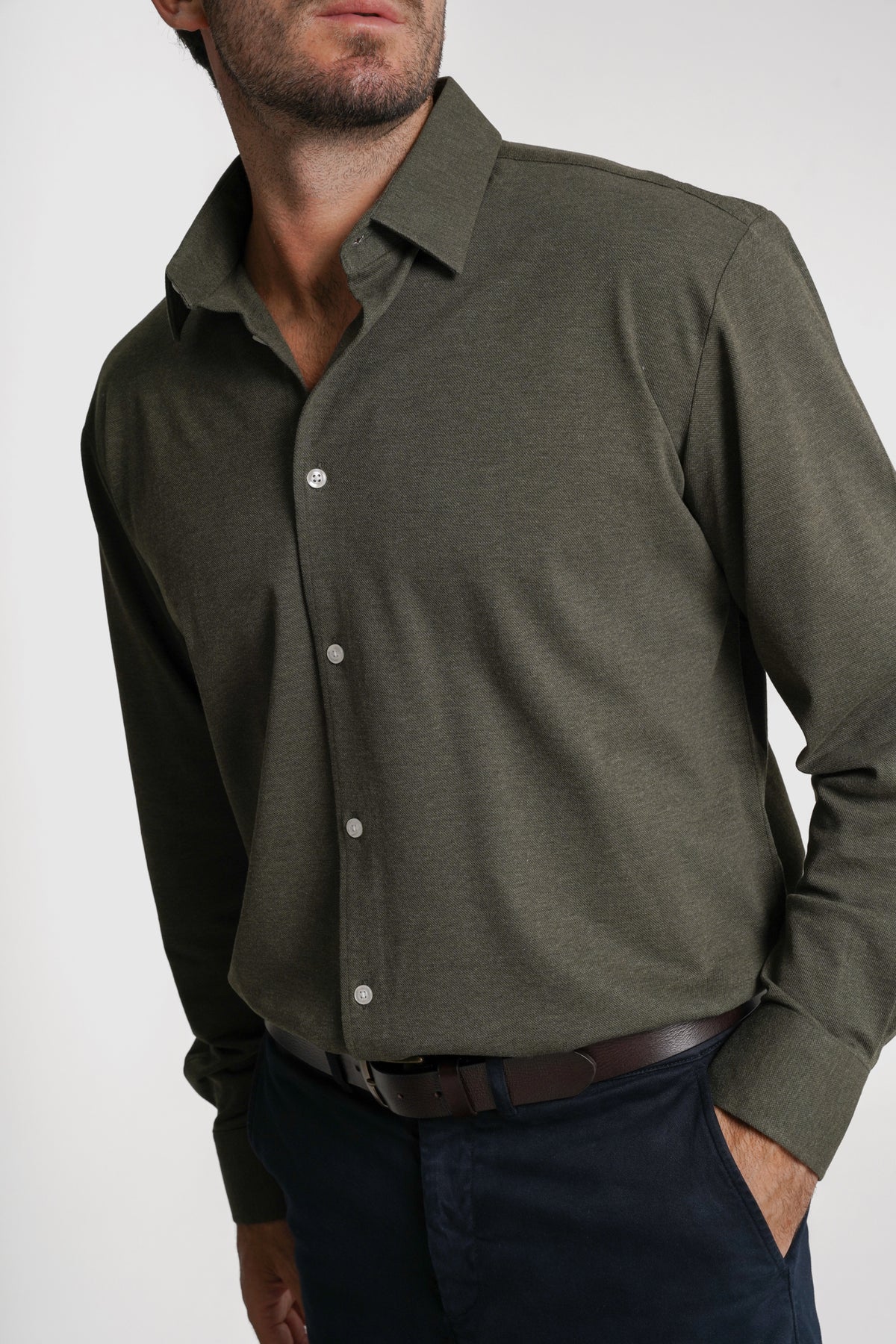 CAMISA ALGODÃO REGULAR FIT VERDE LISA MARK BELLUCCI