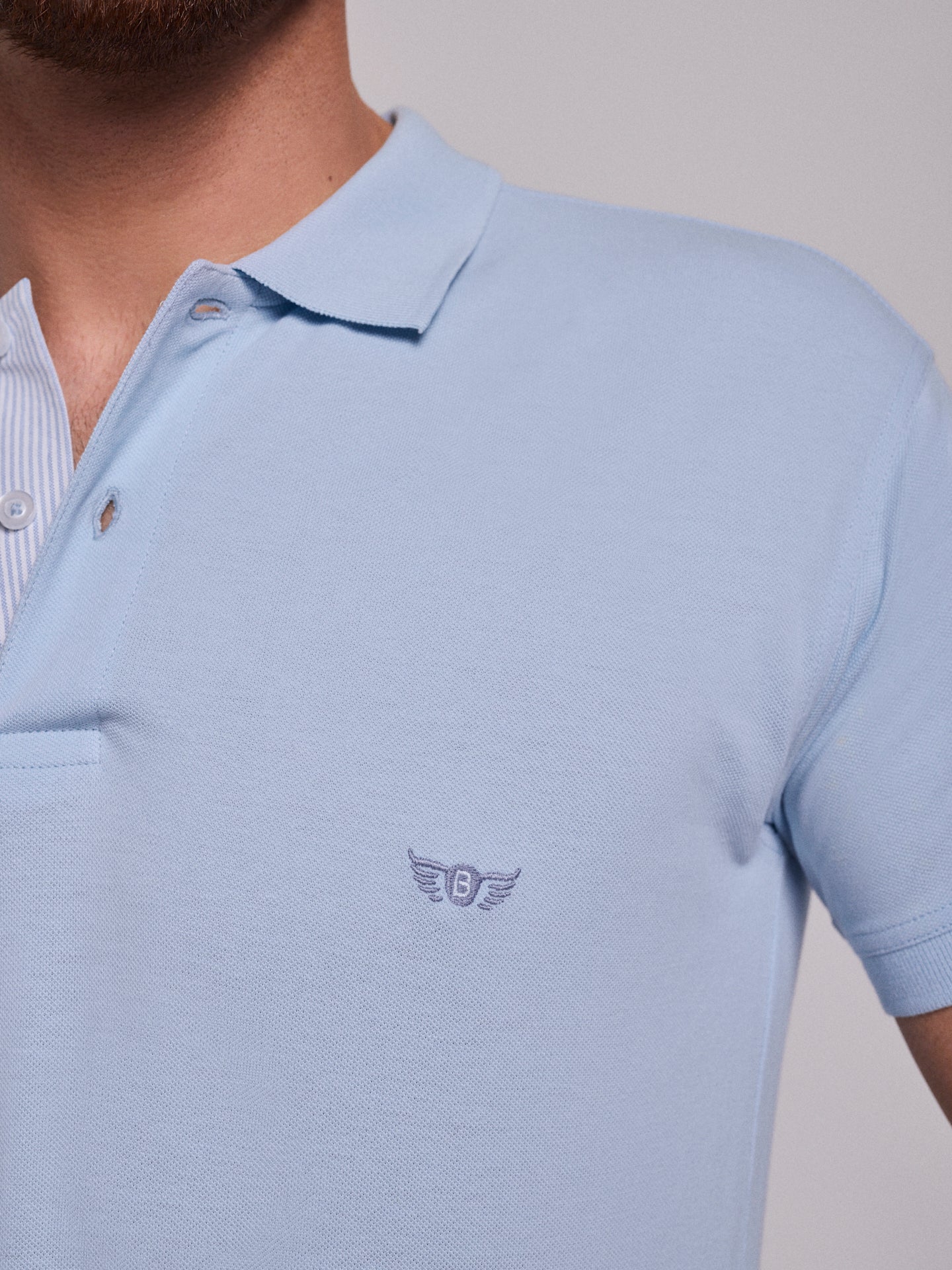 Polo Azul Manga Curta Regular Fit Mr. Blue